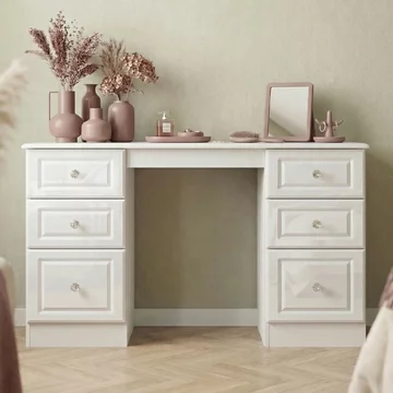 Balmoral dressing table - 6 drawer - double - white gloss
