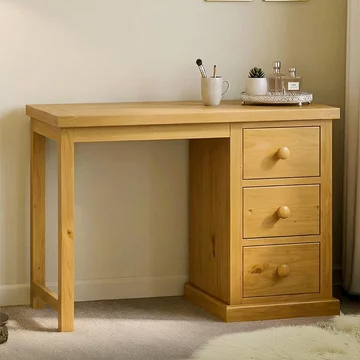 Churchill waxed pine 3 drawer single dressing table