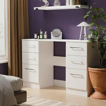 Worcester dressing table - 6 drawer - double - white