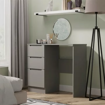 Milan dressing table - single - 3 drawer - grey