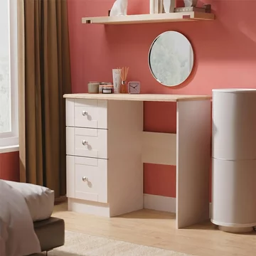 Sussex single dressing table - 3 drawer - cashmere and oak