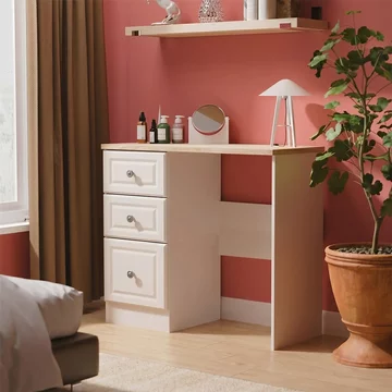 Norfolk dressing table - single - 3 drawer - cashmere and oak