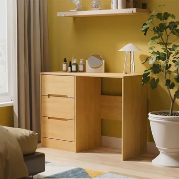 Monaco dressing table - single - 3 drawer - modern oak