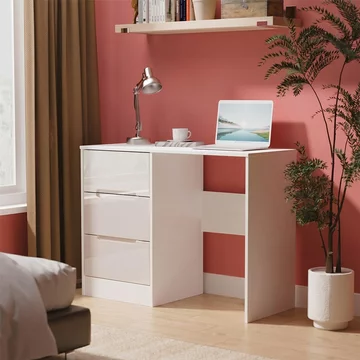 Monaco dressing table - single - 3 drawer - cashmere gloss and white