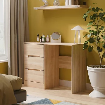 Monaco dressing table - single - 3 drawer - oak