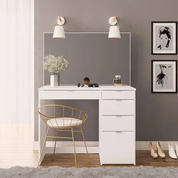 Ava single dressing table - 5 drawer - white