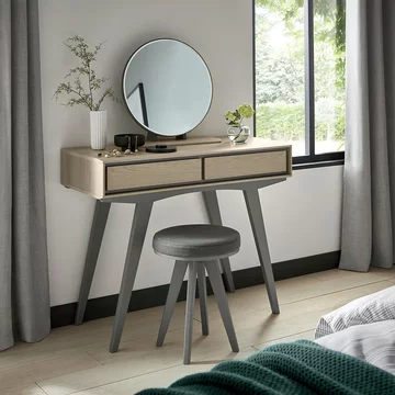 Brunel scandi oak & dark grey dressing table - 1 drawer