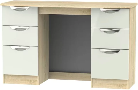 Camden dressing table - 6 drawer - double - gloss cashmere and oak