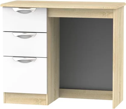 Camden dressing table - 3 drawer - single - white gloss and oak