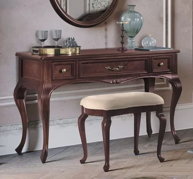 Verdi italian dressing table - 3 drawer - walnut - french style