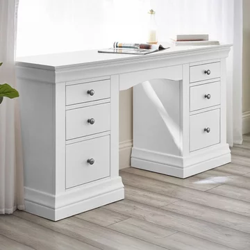 Clermont double dressing table - 6 drawer - white