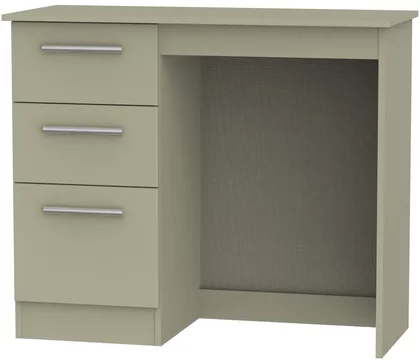 Contrast single dressing table - 3 drawer - mushroom