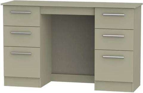 Contrast double dressing table - 6 drawer - mushroom