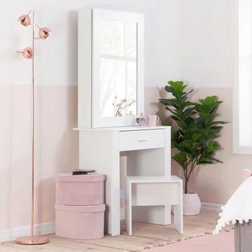 Evelyn sliding mirror dressing table - 1 drawer - white