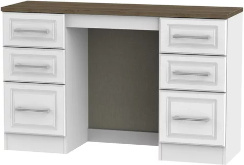 Kent dressing table - 6 drawer - double - white ash and oak