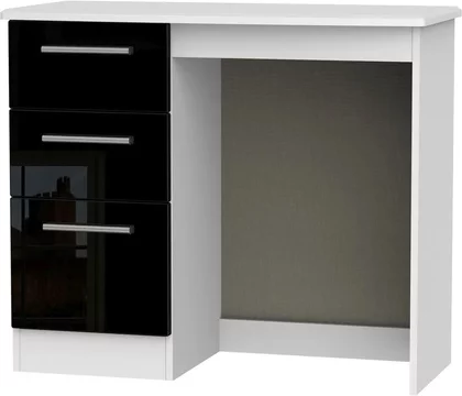 Knightsbridge dressing table - 3 drawer - single - black gloss and white