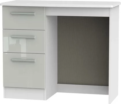 Knightsbridge dressing table - single - 3 drawer - cashmere gloss and white