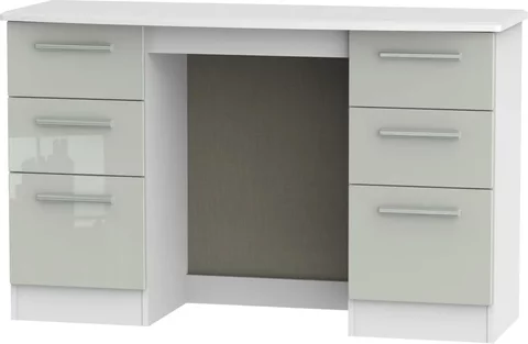 Knightsbridge dressing table - double - 6 drawer - cashmere gloss and white