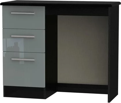 Knightsbridge dressing table - single - 3 drawer - grey gloss and black