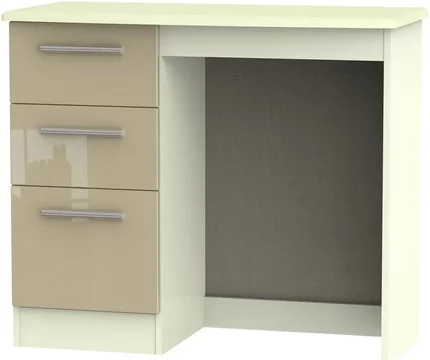 Knightsbridge dressing table - single - 3 drawer - mushroom and cream