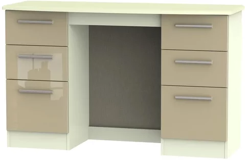 Knightsbridge dressing table - double - 6 drawer - mushroom and cream