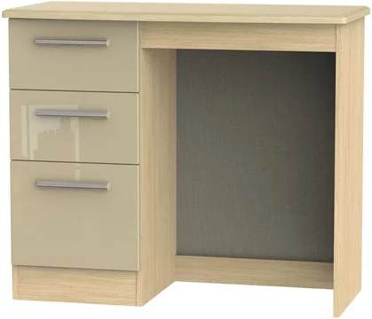 Knightsbridge dressing table - single - 3 drawer - mushroom and light oak