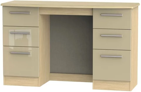 Knightsbridge dressing table - double - 6 drawer - mushroom and light oak