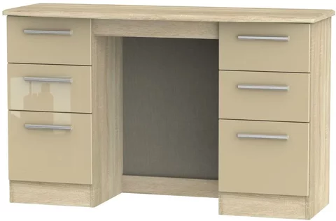 Knightsbridge dressing table - double - 6 drawer - mushroom and oak