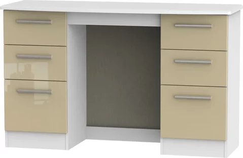 Knightsbridge dressing table - double - 6 drawer - mushroom and white
