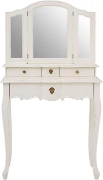 Loire dressing table - 4 drawer - white with mirror