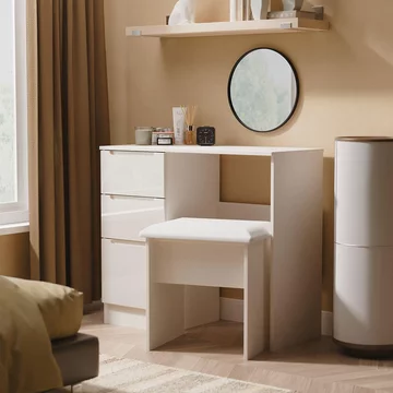 Milan dressing table - single - 3 drawer - cashmere gloss