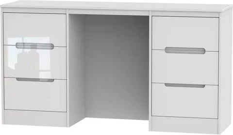 Monaco dressing table - double - 6 drawer - white gloss