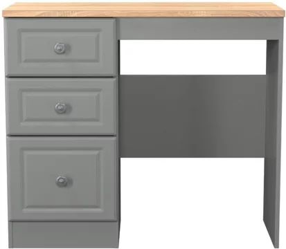 Norfolk dressing table - single - 3 drawer - grey and oak