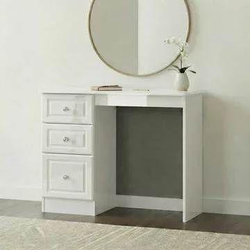 Pembroke dressing table - single - 3 drawer - white gloss