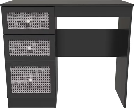 Rattan and black ash dressing table - single - 3 drawer