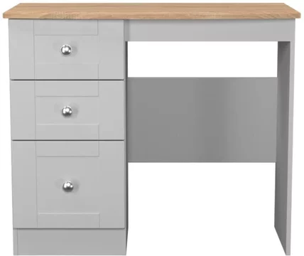 Sussex single dressing table - 3 drawer - grey and oak