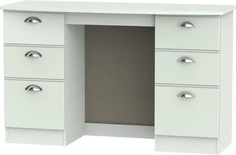Victoria double dressing table - 6 drawer - grey