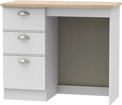 Victoria dressing table - 3 drawer - single - grey and riviera oak