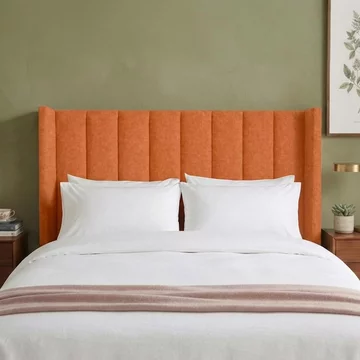 Poppy floor standing headboard - pumpkin orange - fabric - sizes available