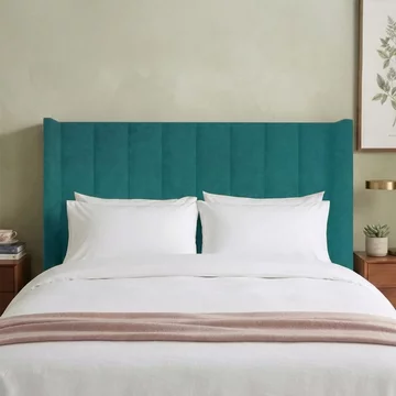 Poppy floor standing headboard - teal blue - fabric - sizes available