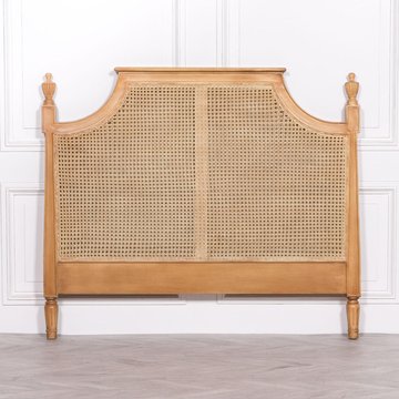 French style mahogany wood and rattan headboard - 5ft king size