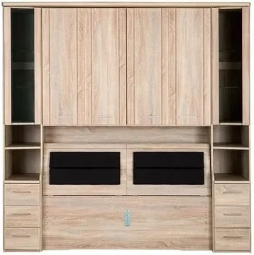 Luxor 3+4 overbed unit - 215cm - 33cm occasional element and bedding box - rustic oak