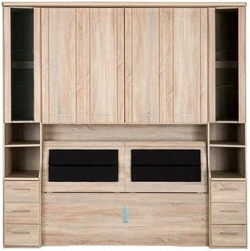Luxor 3+4 overbed unit - 235cm - 33cm occasional element and bedding box - rustic oak