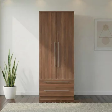 Sherwood wardrobe - 2 door - 2 drawer - tall - walnut