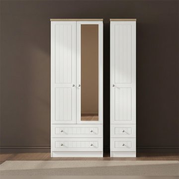 Vienna wardrobe - 3 door - 1 mirror - tall - combi - porcelain