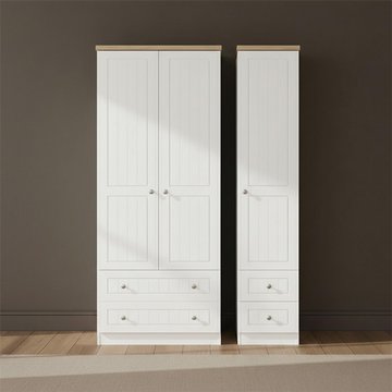 Vienna wardrobe - 3 door - 4 drawers - tall - triple - porcelain