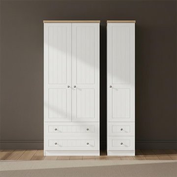 Vienna wardrobe - 3 door - 4 drawers - triple - porcelain