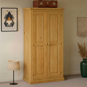 Churchill waxed pine 2 door plain wardrobe