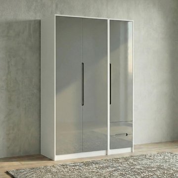 Monaco wardrobe - 3 door - rhf 2 drawer - tall - triple - grey gloss and white