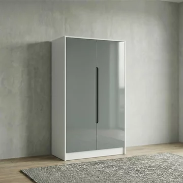 Monaco wardrobe - midi - grey gloss and white
